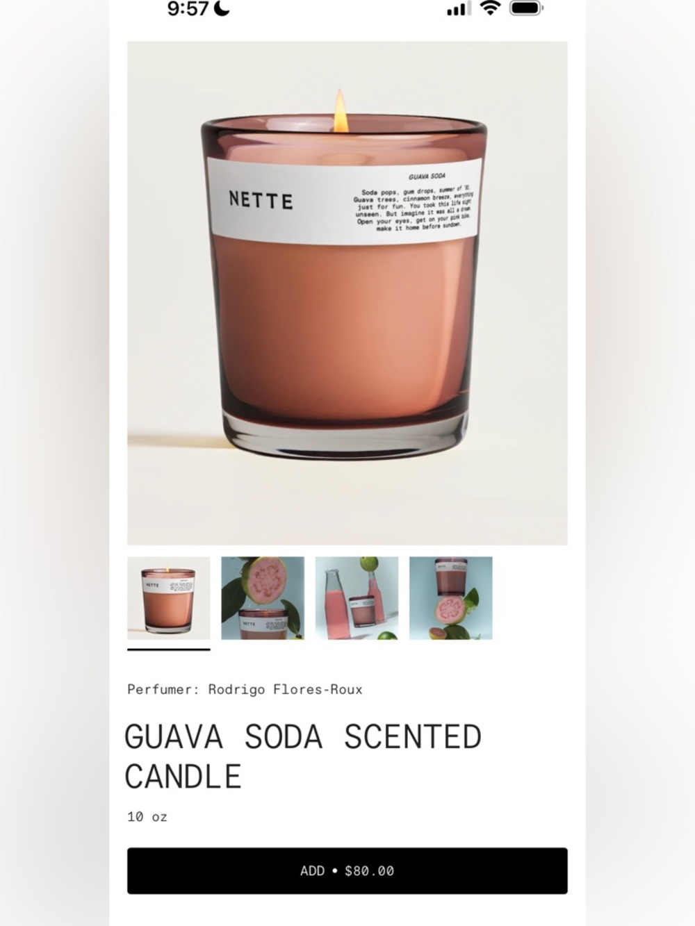 NETTE Guava Soda Scented Candle - Pink Glass Jar
